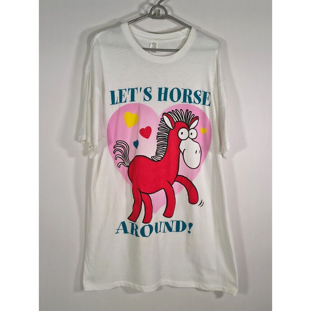 Vintage "Let's Horse Around!" Oversized Cotton Single Stitch T-Shirt